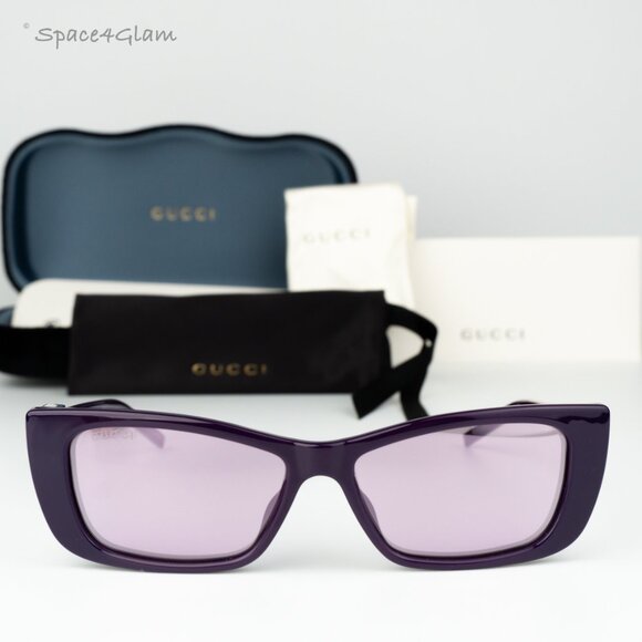 Gucci Women Sunglasses Violet Mirror Cat Eye GG1681S 005 BRAND NEW - Picture 1 of 8